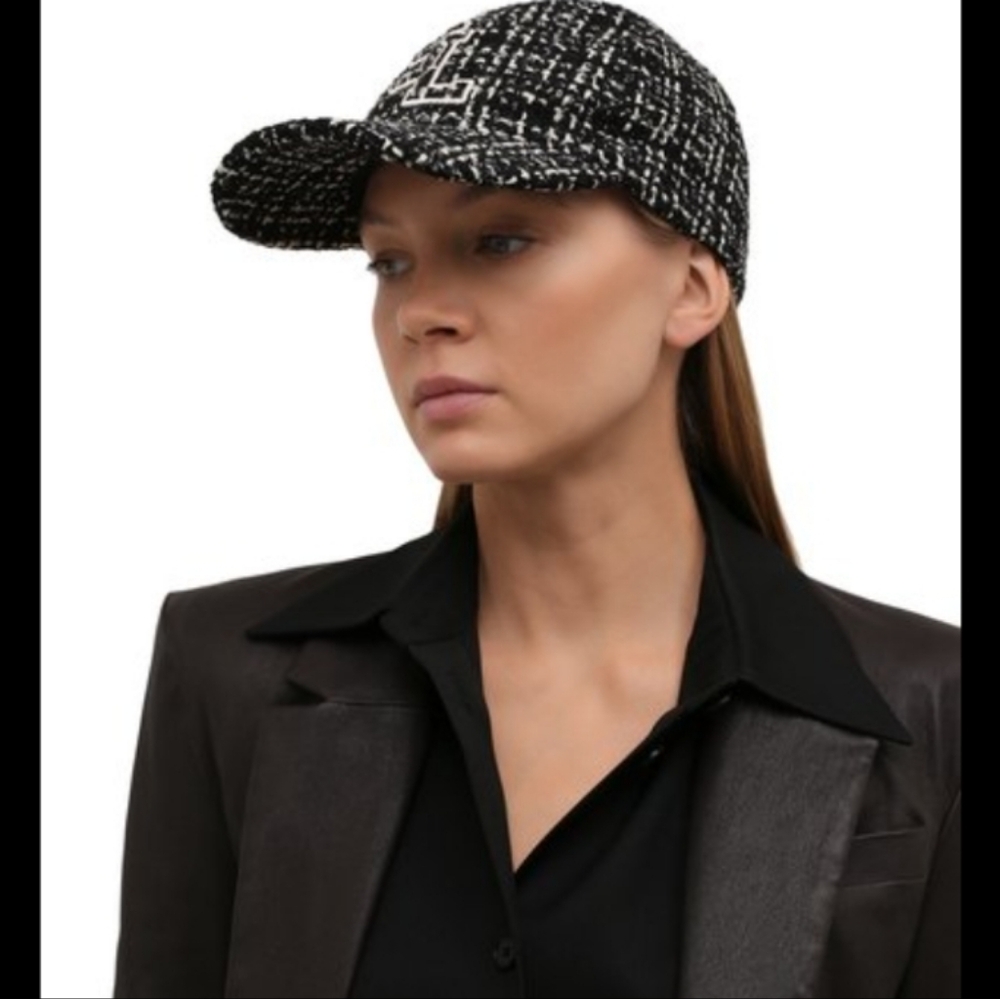 Saint Laurent SL Tweed Embroidered Baseball Hat Wool Alpaca 56 *Authenticated* - Picture 2 of 13